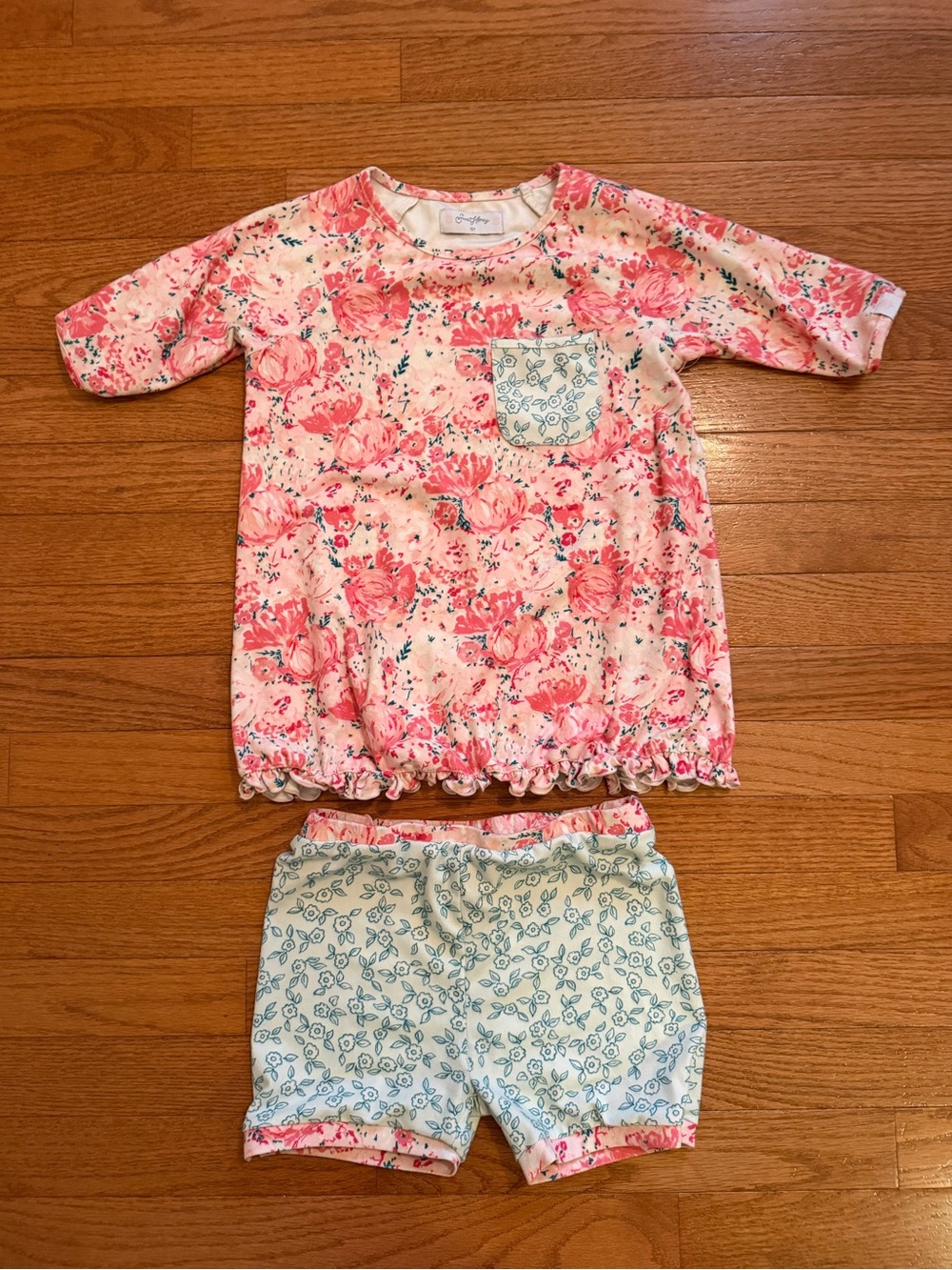 SweetHoney Floral Ruffle Pajama Set Size 10